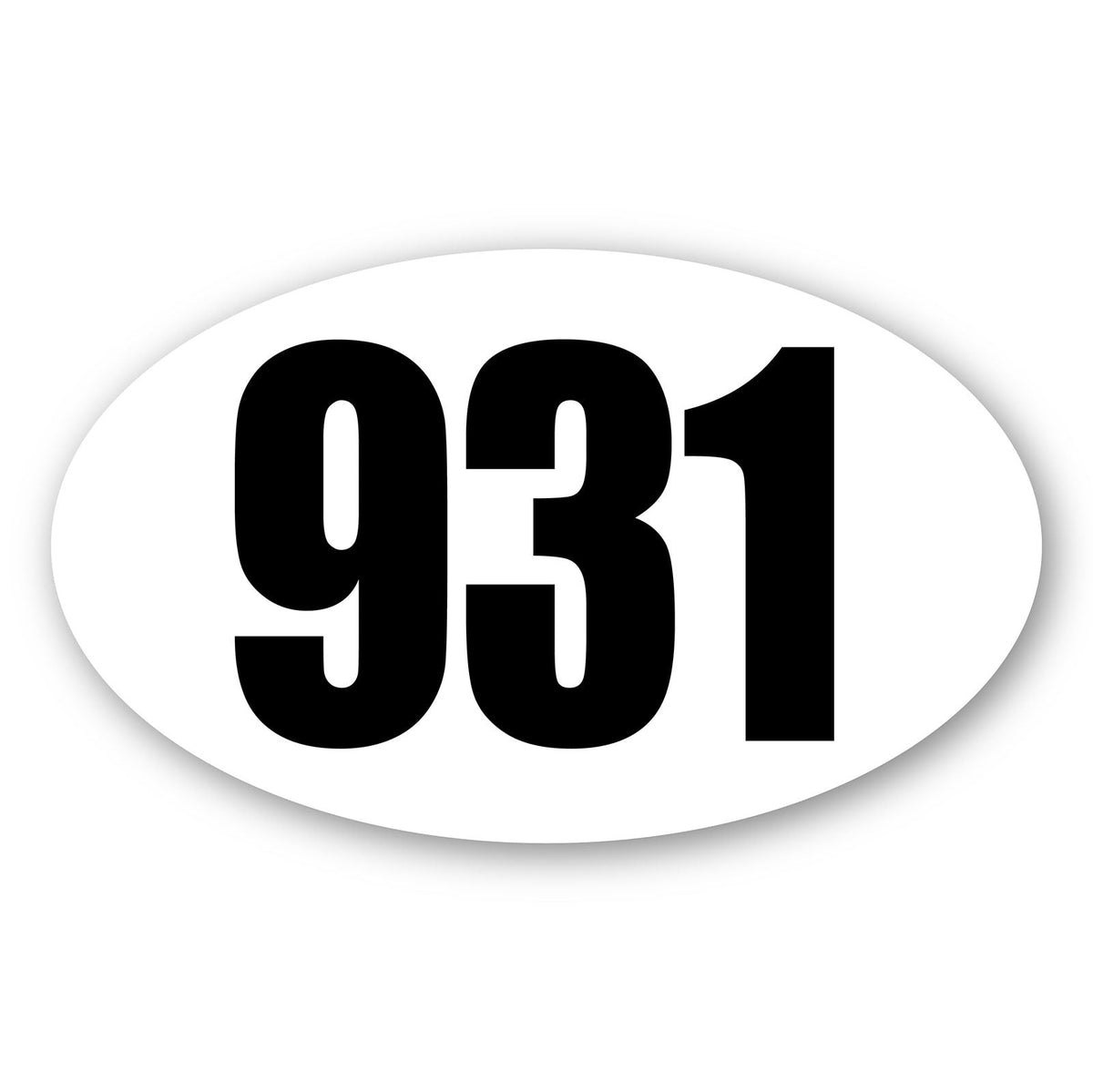 Custom Racing Number Stickers for Cars - Oval White and Number
