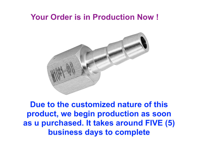 M14x1.5 FEMALE to BARB OD 6mm / 0.24 inch Stainless Tail Adaptor Hose Connector