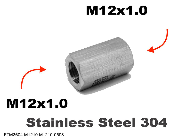 M12x1.0 Female to M12x1.0 Female Stainless Sensor Adaptor Fittings Conversion