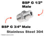 BSP G 3/4 inch Male to BSP G 1/2 inch Male Stainless Sensor Adaptor Fittings Conversion