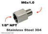 1/8 inch NPT Female to M6x1.0 Male Stainless Sensor Adaptor Fittings Conversion