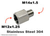 M12x1.25 Female to M14x1.5 Male Stainless Sensor Adaptor Fittings Conversion