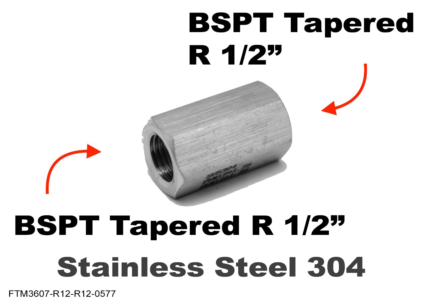 BSPT Tapered R 1/2 inch Female to R 1/2 inch Female Stainless Sensor Adaptor Fittings