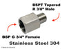 BSP G 3/4 inch Female to BSPT Tapered R 3/8 inch Male Stainless Sensor Adaptor Fittings