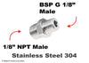 1/8 inch NPT Male to BSP G 1/8 inch Male Stainless Sensor Adaptor Fittings Conversion