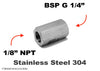 1/8 inch NPT Female to BSP G 1/4 inch Female Stainless Sensor Adaptor Fitting Conversion