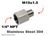 1/4 inch NPT Female to M10x1.5 Male Stainless Sensor Adaptor Fittings Conversion