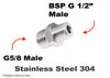 G5/8 Male to BSP G 1/2 inch Male Stainless Sensor Adaptor Fittings Conversion