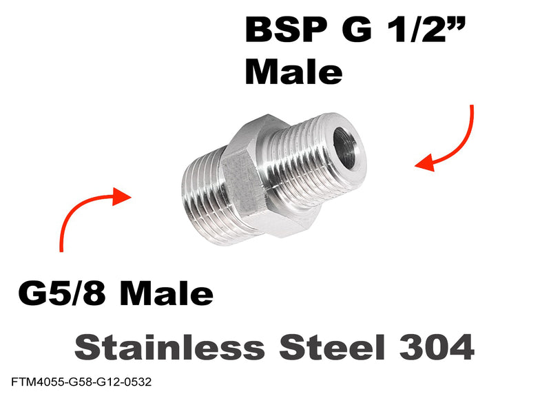 G5/8 Male to BSP G 1/2 inch Male Stainless Sensor Adaptor Fittings Conversion