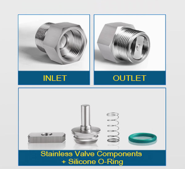 One Way Valve Direction BSP 1/4 inch Female to Male Stainless Steel Fittings Adaptor