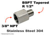 3/8 inch NPT Female to BSPT Tapered R 1/2 inch Male Stainless Sensor Adaptor Fittings