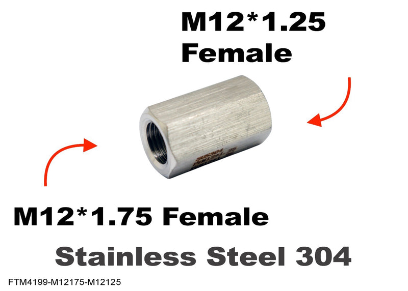 M12*1.75 FEMALE to M12*1.25 FEMALE Stainless Sensor Adaptor Fittings Conversion