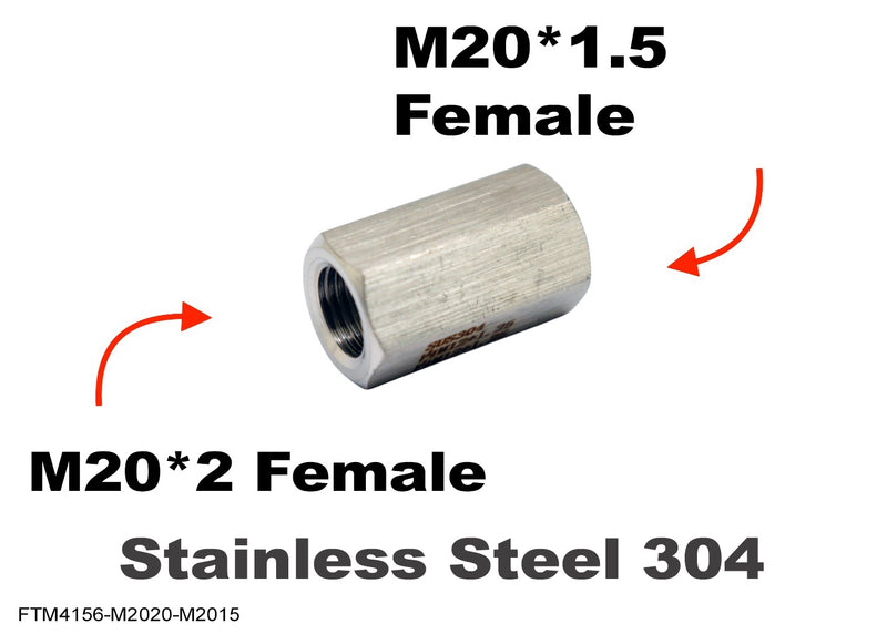 M20*2 FEMALE to M20*1.5 FEMALE Stainless Sensor Adaptor Fittings Conversion