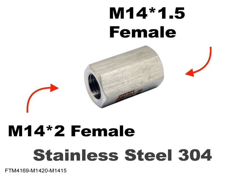 M14*2 FEMALE to M14*1.5 FEMALE Stainless Sensor Adaptor Fittings Conversion