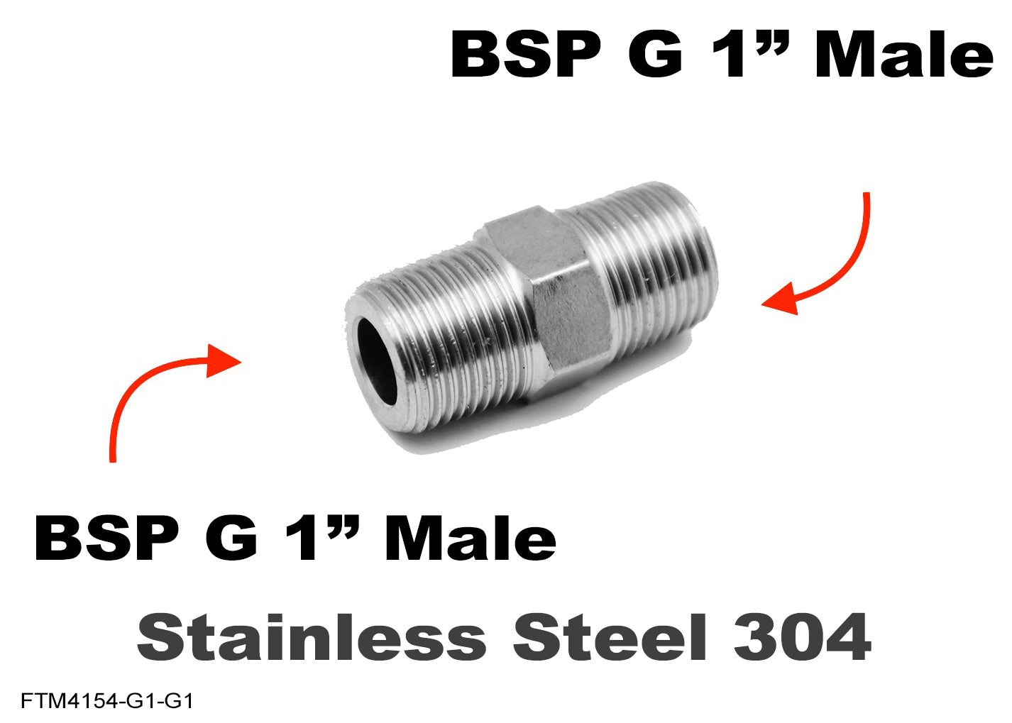 BSP G 1 inch MALE to BSP G 1 inch MALE Stainless Sensor Adaptor Fittings Conversion