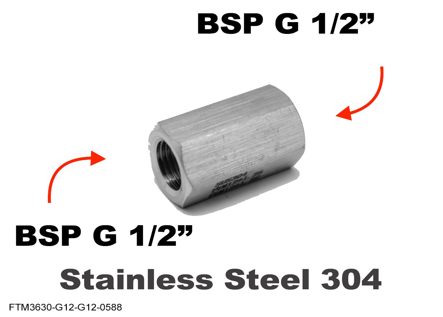 BSP G 1/2 inch Female to G 1/2 inch Female Stainless Sensor Adaptor Fittings Conversion