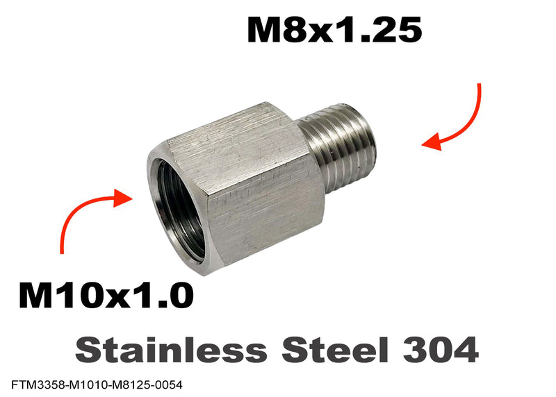 M10x1.0 Female to M8x1.25 Male Stainless Sensor Adaptor Fittings Conversion