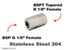 BSP G 1/8 inch Female to BSPT Tapered R 1/8 inch Female Stainless Sensor Adaptor Fitting