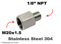 M20x1.5 Female to 1/8 inch NPT Male Stainless Sensor Adaptor Fittings Conversion