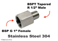 BSP G 1 inch Female to BSPT Tapered R 1/2 inch Male Stainless Sensor Adaptor Fittings