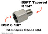 BSP G 1/8 inch Female to BSPT Tapered R 1/4 inch Male Stainless Sensor Adaptor Fittings