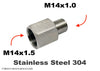 M14x1.5 Female to M14x1.0 Male Stainless Sensor Adaptor Fittings Conversion
