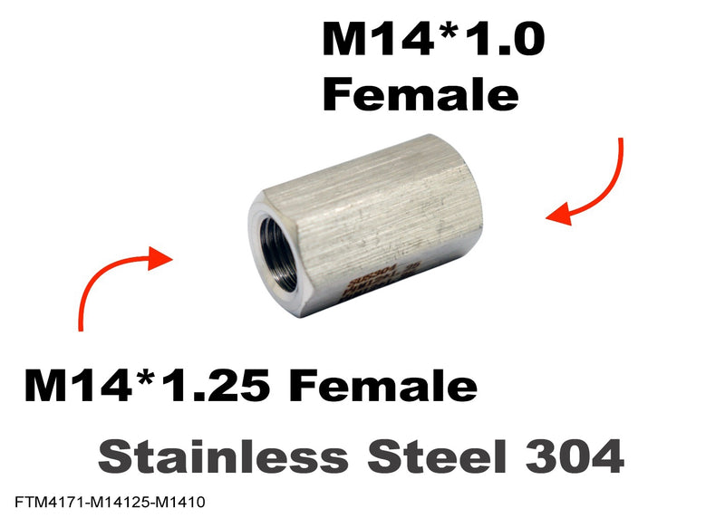 M14*1.25 FEMALE to M14*1.0 FEMALE Stainless Sensor Adaptor Fittings Conversion