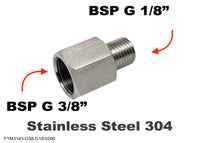 BSP G 3/8 inch Female to BSP G 1/8 inch Male Stainless Sensor Adaptor Fitting Conversion