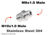 M10x1.0 Male to M8x1.0 Male Stainless Sensor Adaptor Fittings Conversion
