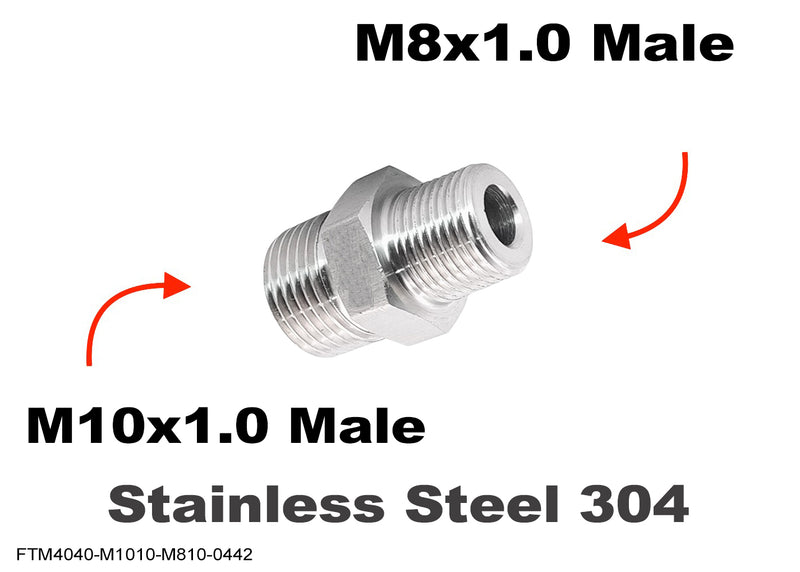 M10x1.0 Male to M8x1.0 Male Stainless Sensor Adaptor Fittings Conversion