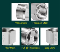 One Way Valve Direction BSP 1/4 inch Male to Female Stainless Steel Fittings Adaptor