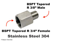 BSPT Tapered R 3/4 inch Female to BSPT R 3/8 inch Male Stainless Sensor Adaptor Fittings