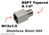 M12x1.0 Female to BSPT Tapered R 1/4 inch Male Stainless Sensor Adaptor Fittings