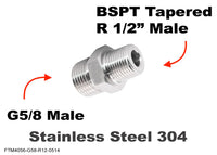 BSP G 5/8 inch Male to BSPT Tapered R 1/2 inch Male Stainless Sensor Adaptor Fittings