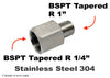 BSPT Tapered R 1/4 inch Female to R 1 inch Male Stainless Sensor Adaptor Fittings