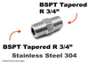 BSPT Tapered R 3/4 inch Male to R 3/4 inch Male Stainless Sensor Adaptor Fittings