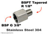 BSP G 3/8 inch Female to BSPT Tapered R 1/8 inch Male Stainless Sensor Adaptor Fittings