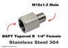 BSPT R  1/4 inch FEMALE to M18x1.5 MALE Stainless Sensor Adaptor Fittings Conversion