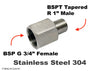 BSP G 3/4 inch Female to BSPT Tapered R 1 inch Male Stainless Sensor Adaptor Fittings