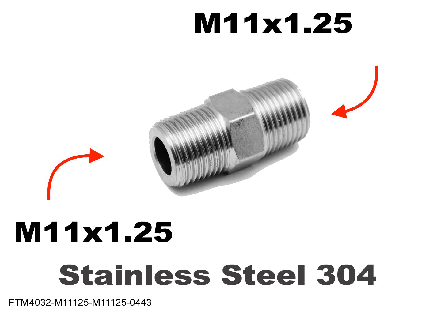 M11x1.25 Male to M11x1.25 Male Stainless Sensor Adaptor Fittings Conversion