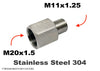M20x1.5 Female to M11x1.25 Male Stainless Sensor Adaptor Fittings Conversion