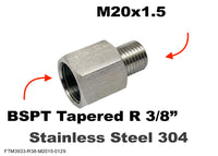 BSPT Tapered R 3/8 inch Female to M20x1.5 Male Stainless Sensor Adaptor Fittings
