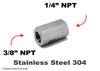 3/8 inch NPT Female to 1/4 inch NPT Female Stainless Sensor Adaptor Fittings Conversion