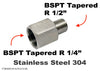BSPT Tapered R 1/4 inch Female to  R 1/2 inch Male Stainless Sensor Adaptor Fittings