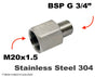 M20x1.5 Female to BSP G 3/4 inch Male Stainless Sensor Adaptor Fittings Conversion
