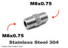 M8x0.75 Male to M8x0.75 Male Stainless Sensor Adaptor Fittings Conversion