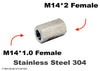 M14*1.0 FEMALE to M14*2 FEMALE Stainless Sensor Adaptor Fittings Conversion