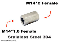 M14*1.0 FEMALE to M14*2 FEMALE Stainless Sensor Adaptor Fittings Conversion