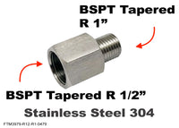 BSPT Tapered R 1/2 inch Female to R 1 inch Male Stainless Sensor Adaptor Fittings