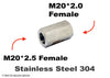 M20*2.5 FEMALE to M20*2.0 FEMALE Stainless Sensor Adaptor Fittings Conversion